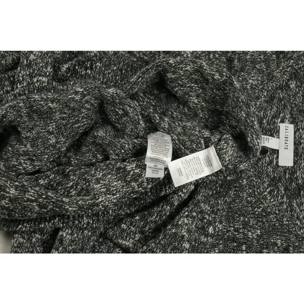 Calibrate Men's Large Gray White Wool Cotton Knit Melange‎ Slub Crewneck Sweater